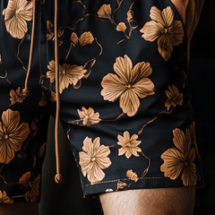 Men's Vintage Casual Floral Print Drawstring Shorts MTA2742C1TO