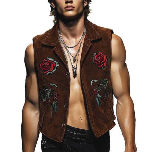 Men's Vintage Suede Patched Vest MTA2172C9P