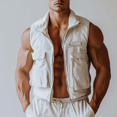 Men's Simple Solid Color Cargo Vest MTA2195C9P