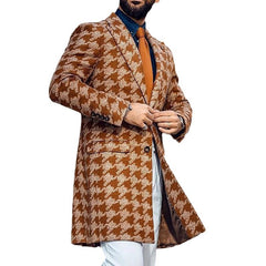 Stylish Houndstooth Overcoat for Men - Perfect for Formal and Casual Wear