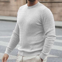 Stylish Textured Crew Neck Sweater For Men - Perfect For Casual And Formal Occasions