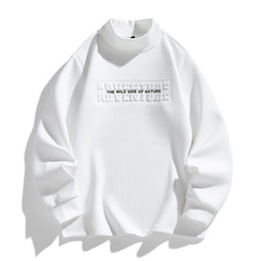 High-Neck Pullover with Embossed Adventure Print - Perfect for Casual and Outdoor Wear