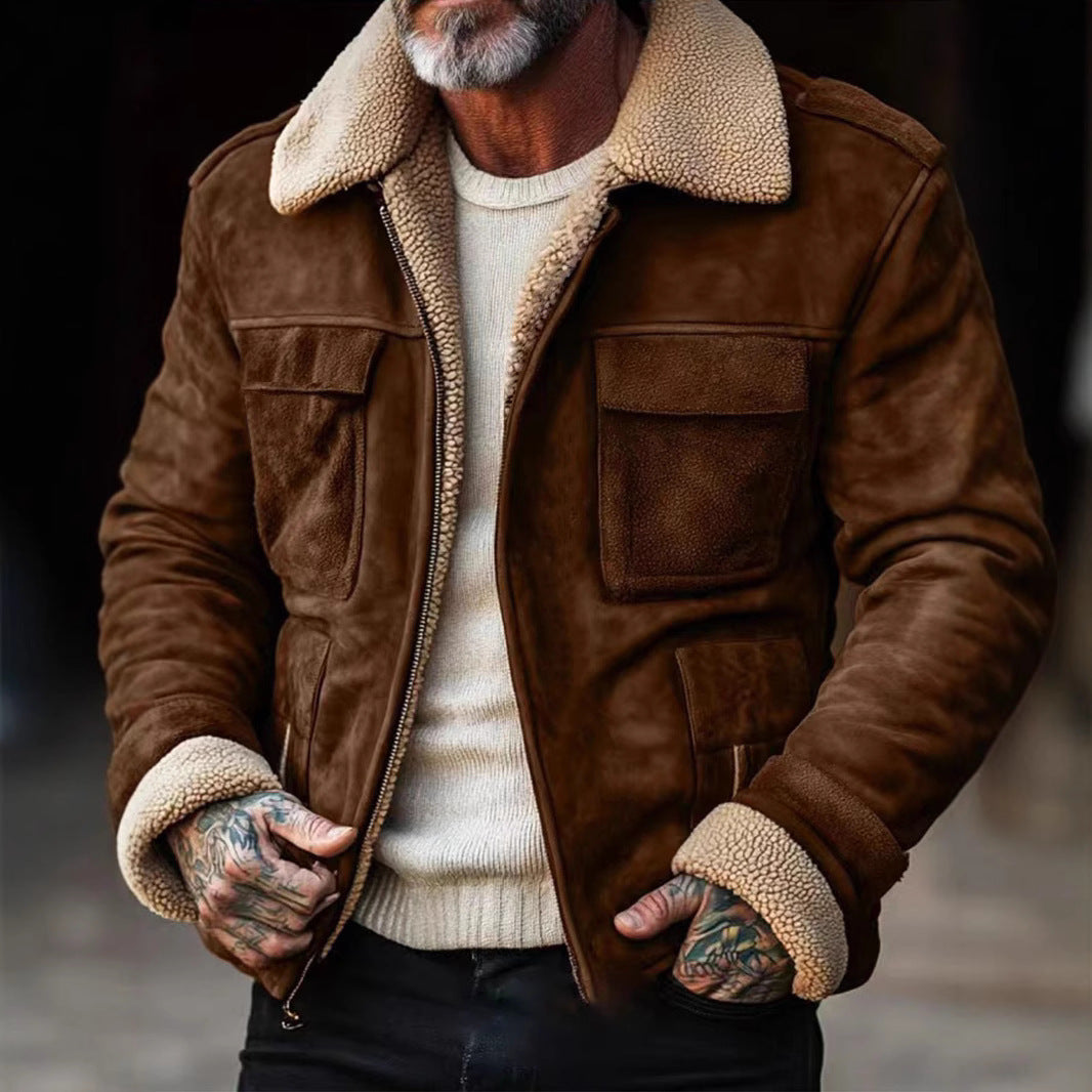Stylish Aviator Jacket with Faux Fur Collar for Men - Perfect for Winter and Casual Outfits