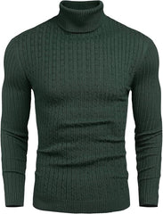 Men's High Neck Cable Knit Sweater - Stylish and Cozy Winter Essential