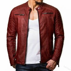 Stylish Burgundy Quilted Jacket for Men - Perfect for Casual and Fashionable Looks