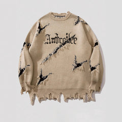 Distressed Graphic Sweater For Trendy Looks