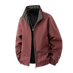 Stylish Plaid Lined Bomber Jacket for Men - Perfect for Casual and Outdoor Activities