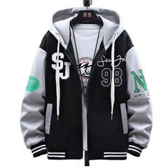 Stylish Hooded Jacket With Bold Lettering For Men - Perfect For Casual And Sporty Looks
