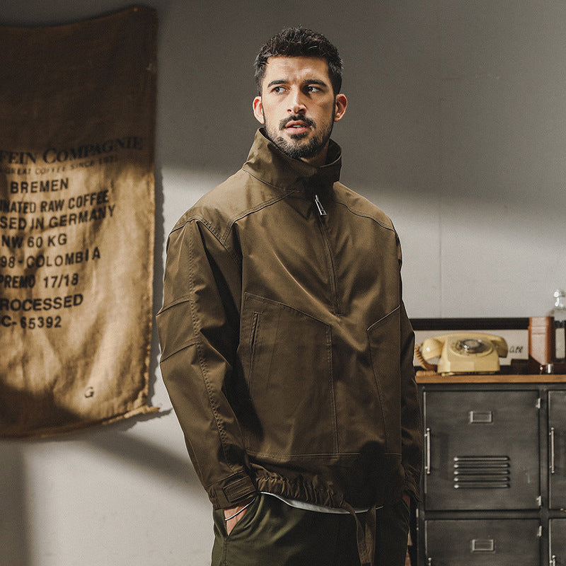 Men's High-Collar Utility Jacket - Perfect for Casual and Outdoor Adventures