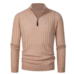 Men's Stylish Cable Knit Zip-Up Sweater For Modern Gentlemen