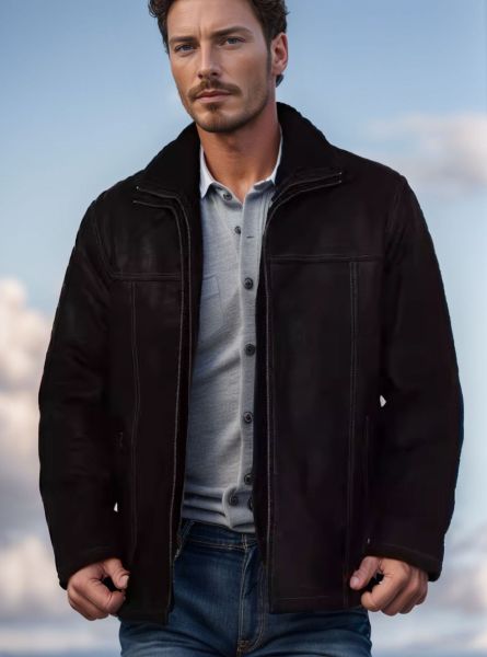 Men's Stylish Black Jacket with Detachable Hood - Perfect for Casual and Outdoor Adventures
