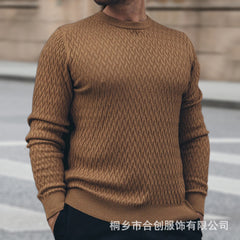 Stylish Textured Crew Neck Sweater For Men - Perfect For Casual And Formal Occasions