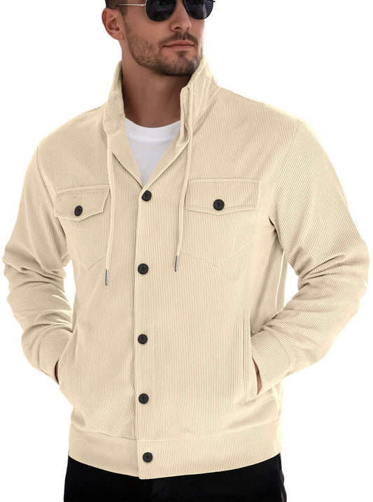 Men's Casual Corduroy Jacket With Button Closure And Pockets
