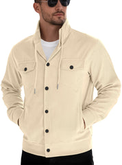 Men's Casual Corduroy Jacket With Button Closure And Pockets