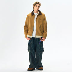 Olive Green Bomber Jacket with Contrast Collar - Perfect for Casual and Streetwear Styles