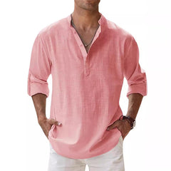 Stylish Pink Henley Shirt for Men - Perfect for Casual and Semi-Formal Occasions