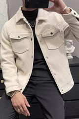 Men's Vintage Striped Textured Lapel Jacket 70833586X