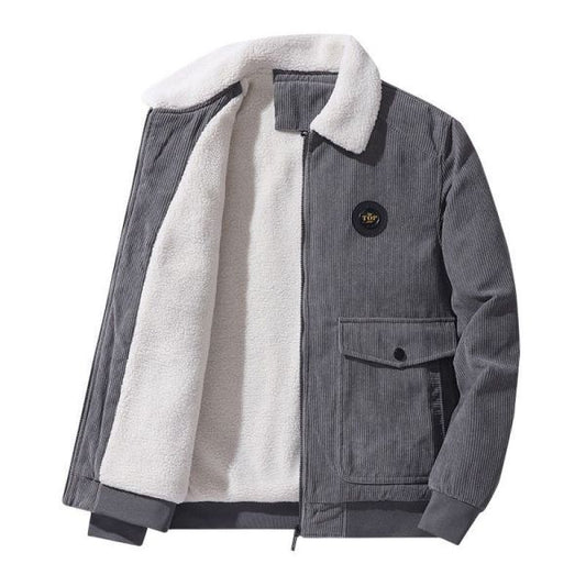 Stylish Corduroy Jacket with Faux Fur Lining for Winter Warmth