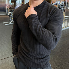 Men's Slim Fit Long Sleeve Sweater for Fitness Enthusiasts