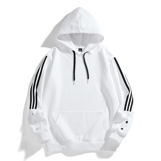 Stylish Black Hoodie with Striped Sleeves for Men - Perfect for Casual Wear