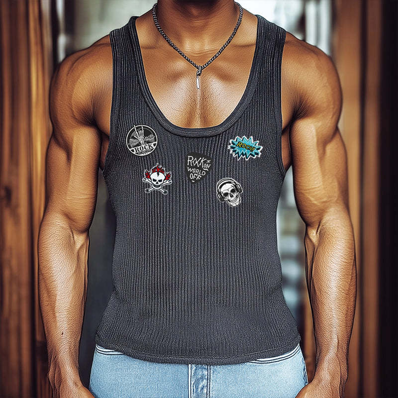 Men's Retro Trend Rock Knit Tank Top MTA0273D6TO