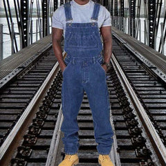 Men's Casual Denim Multi-pocket Loose Overalls 89142810M