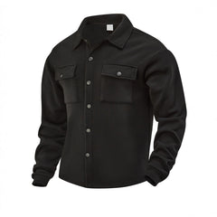 Stylish Black Button-Up Shirt Jacket for Men - Perfect for Casual and Outdoor Adventures