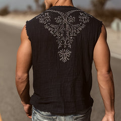 Stylish Black Sleeveless Vest with Intricate Embroidery