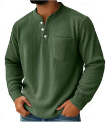 Stylish Henley Shirt With Vertical Stripes For Men - Perfect For Casual And Everyday Wear