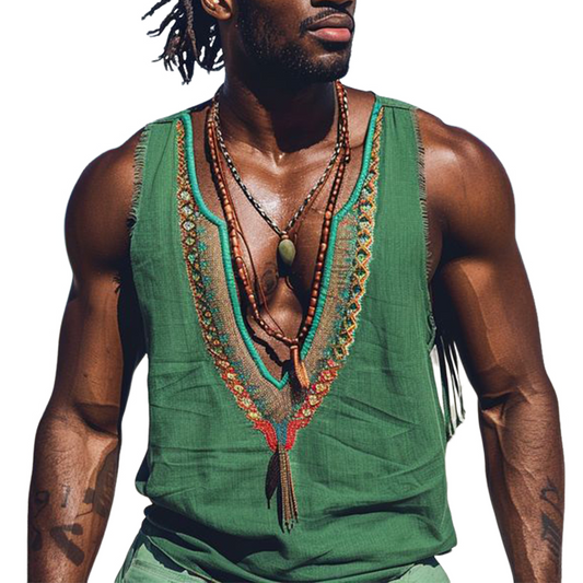 Men's Casual Vintage Embroidered Tank Tops MTA0344D5X