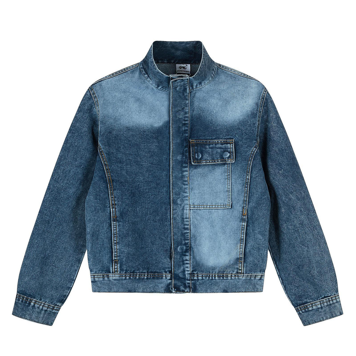 Stylish Denim Jacket with Unique Pocket Design for Men