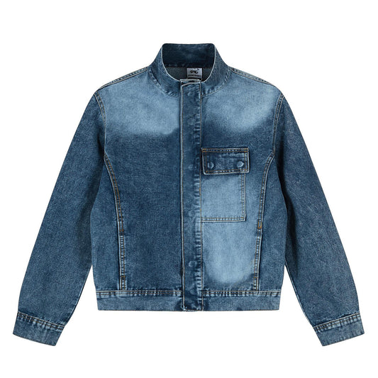 Stylish Denim Jacket with Unique Pocket Design for Men
