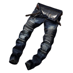 Distressed Biker Jeans With Zipper Details - Perfect For Casual And Streetwear Styles