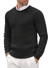 Men's Cable Knit Crew Neck Sweater - Stylish and Comfortable for Everyday Wear