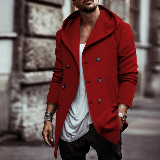 Stylish Double-Breasted Pea Coat For Men - Perfect For Casual And Formal Wear