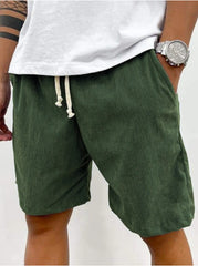 Men's Casual Corduroy Shorts with Adjustable Drawstring for Summer and Spring
