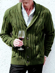 Classic Cable Knit Cardigan With Stylish Buttons