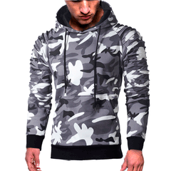 Men's Camouflage Hoodie With Unique Sleeve Design For Casual Wear