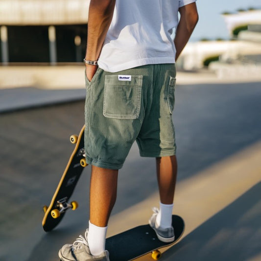 Butter Goods Corduroy Cargo Shorts - Olive Green | Comfortable & Stylish Summer Short