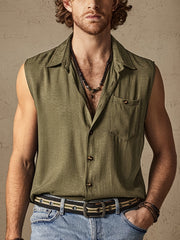 Stylish Sleeveless Button-Up Shirt for Men - Perfect for Casual Summer Outfits