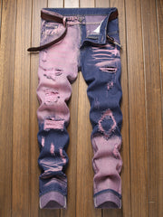 Distressed Denim Jeans With Unique Ripped Design For Men