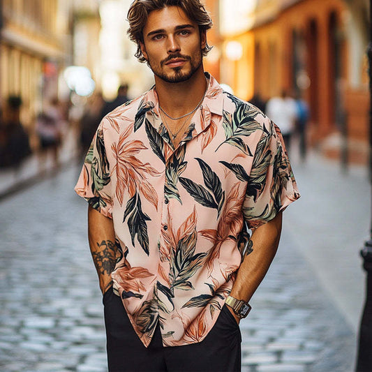 Men's Summer Hawaiian Retro Print Casual Short Sleeve Shirt MTA2260C1U