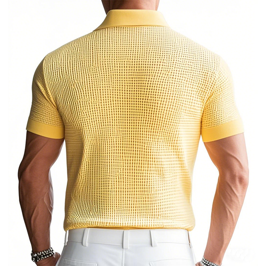 Men's Spring Fashion Classic Waffle Bright Color Golf Polo Shirt MTA0130D9K