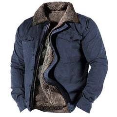 Men's Retro Lining Plus Fleece Zipper Tactical Jacket - Perfect for Spring, Autumn & Outdoor Activities