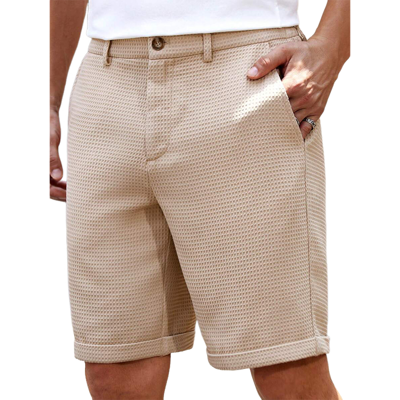 Men's Solid Waffle Plain Casual Shorts MTA0315D8X