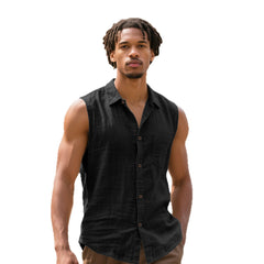 Stylish Sleeveless Button-Up Shirt for Summer Outings