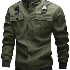 Military-Style Utility Jacket with Adjustable Shoulder Straps
