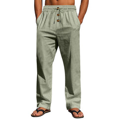 Men's Casual Drawstring Pants with Button Closure - Perfect for Summer and Everyday Wear