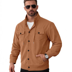 Men's Casual Corduroy Jacket With Button Closure And Pockets