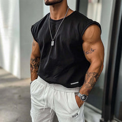 Men's Solid Color Outdoor Round Neck Sports Tank Top MTA2758C3X